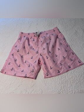 Trunks Surf & Swim Co Pink Anchor Print Swim Trunks Size Medium